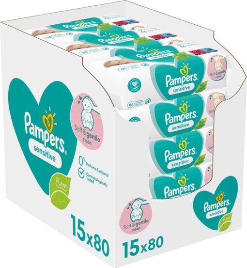 Pampers Sensitive Billendoekjes - 15 Pakken - 1200 babydoekjes