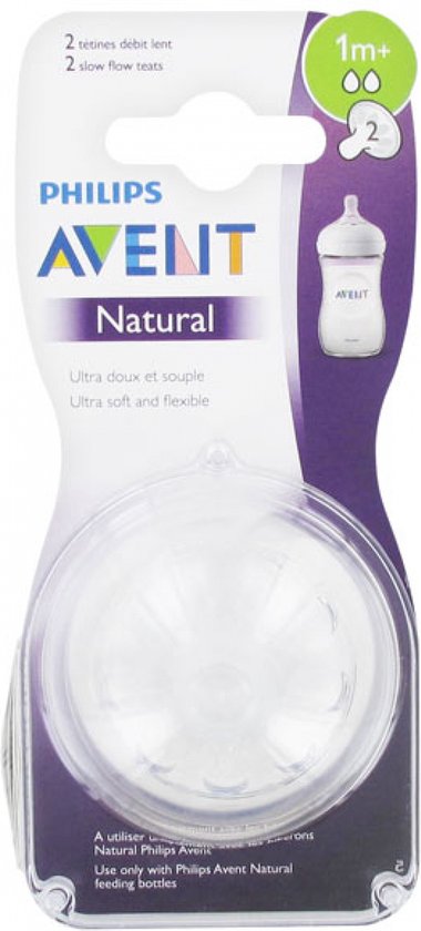 Philips AVENT Natural Speen - 1M+ - Langzame Toevoer - 2 Stuks