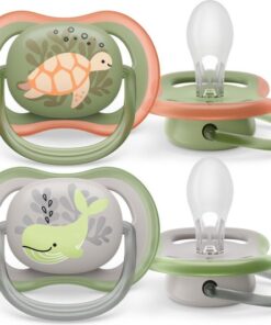 Philips Avent Ultra Air Fopspeen - 6 tot 18 Maanden - 2 Speentjes - Groen/Grijs Schildpad/Walvis - SCF085/60