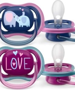 Philips Avent Ultra Air Fopspeen - Ouder dan 18 Maanden - 2 Speentjes - Donkerblauw/Paars Olifant/Love - SCF349/22