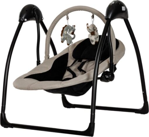 Qute Schommelstoel Q-Swing Sand Giraffe / Zwart Frame