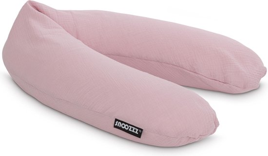 Snoozzz Voedingskussenhoes - Hoes voor voedingskussen zwangerschapskussen - zachte hydrofiel katoen - 185 cm - Oud roze