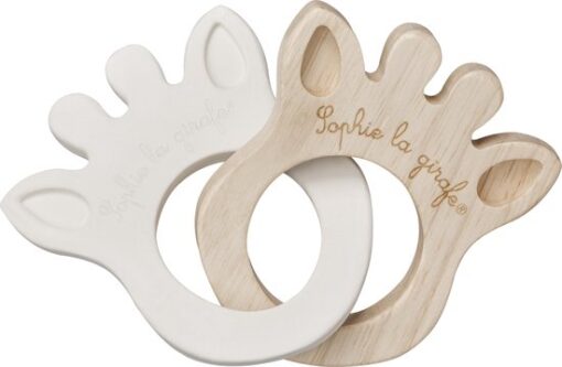 Sophie de giraf So'Pure Silhouette Bijtring - Bijtspeelgoed - Babyspeelgoed - Vanaf 0 maanden - Natuurlijk rubber/Hout - OK-Biobased - 6.6x7.7x0.6 cm - Wit/Hout