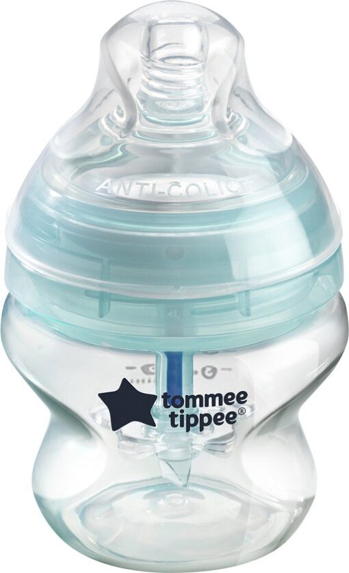 Tommee Tippee Anti-Colic zuigflessen, tepelspeen met langzame uitstroomsnelheid en uniek anti-koliek ontluchtingssysteem, 150ml, verpakking van 1 Stuk