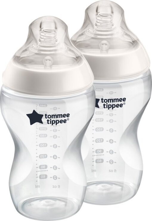 Tommee Tippee Closer to Nature - Baby Zuigflessen - doorzichtig - 340ml - Pak van 2