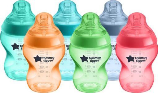 Tommee Tippee Closer to Nature- zuigflessen - anti-koelik ventiel - 260 ml- pak van 6 stuks - multi