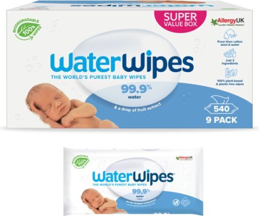 WaterWipes Billendoekjes Bio - 9 x 60 stuks - 540 doekjes