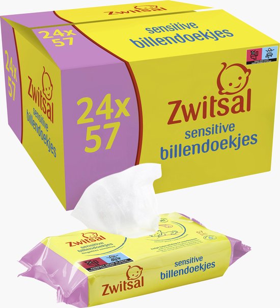 Zwitsal Baby Sensitive Billendoekjes Alcoholvrij - 1368 doekjes - Voordeelverpakking