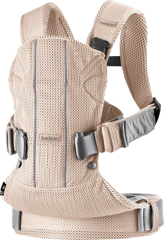 BabyBjörn Draagzak One Air - 3D Mesh - Parelroze - Buikdrager - Rugdrager – Ergonomisch – Ademend