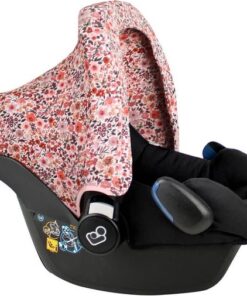 Ukje Zonnekap - Geschikt voor Maxi Cosi Cabriofix Pebble (Plus) Rock en Citi - Beige - Roze Bloemen