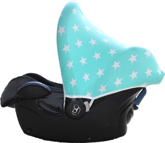 Wallabiezzz Zonnekap Maxi Cosi - Zonnescherm Kinderwagen - Universeel - Creert schaduw - Mintgroen - Sterren