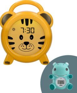 Alecto BC100TIGER Baby Bundel - Slaaptrainer met Nachtlamp en Wekker + Bad- en Kamerthermometer BC-11 HIPPO