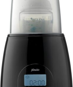 Alecto BW700BK - Snelle digitale Flessenwarmer 500W voor opwarmen, steriliseren en ontdooien - Inclusief stoomkap - Bediening via display - Zwart