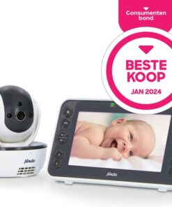 Alecto DVM200XL - Babyfoon met Camera - Groot 5" Kleurenscherm - Op afstand Beweegbaar - Wit