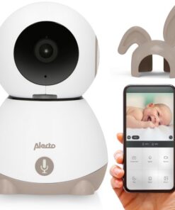 Alecto Wifi Babyfoon met Camera en App - Full HD - Op afstand beweegbaar - Melding bij beweging en geluid - SMARTBABY10BE - Beige