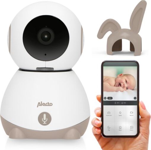 Alecto Wifi Babyfoon met Camera en App - Full HD - Op afstand beweegbaar - Melding bij beweging en geluid - SMARTBABY10BE - Beige