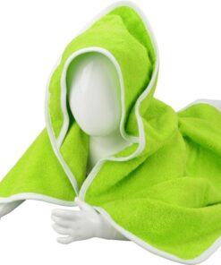 ARTG® Babiezz - Babycape - Baby Badcape - Kraamkado - 75 x 75 cm - Groen Cape en Capuchon / Witte Rand - 100% Katoen - LIME GREEN / WHITE