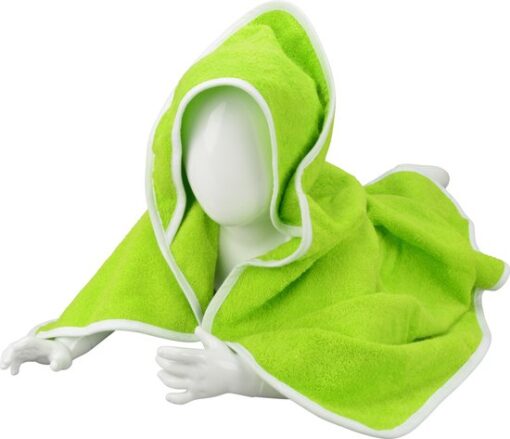 ARTG® Babiezz - Babycape - Baby Badcape - Kraamkado - 75 x 75 cm - Groen Cape en Capuchon / Witte Rand - 100% Katoen - LIME GREEN / WHITE