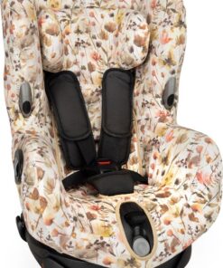 Autostoelhoes Geschikt voor Maxi Cosi Axiss - Maxi Cosi Hoes Groep 0-1 - Zacht Katoen - Perfecte Pasvorm - Beige - Wilde Bloemen