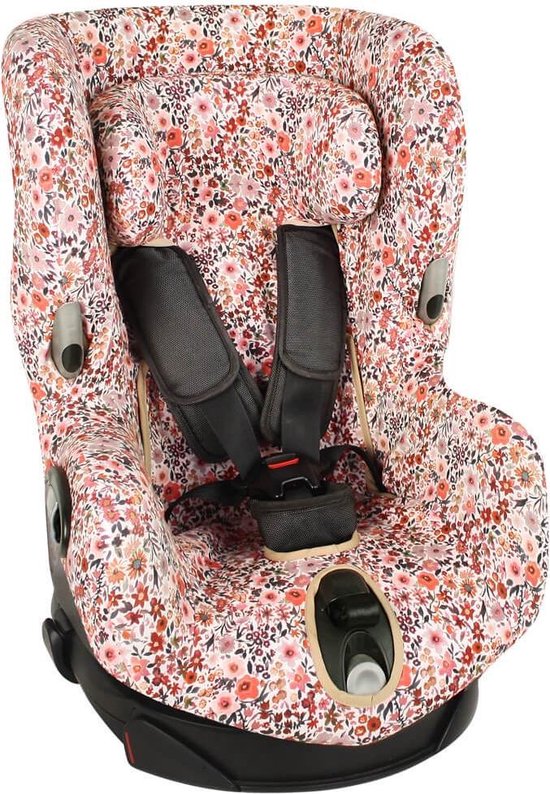 Autostoelhoes Geschikt voor Maxi Cosi Axiss - Maxi Cosi Hoes Groep 0-1 - Zacht Katoen - Perfecte Pasvorm - Roze Bloemen