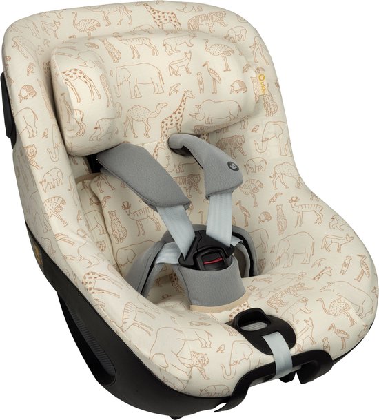 Autostoelhoes Geschikt voor Maxi Cosi Pearl 360 -Maxi Cosi Hoes Groep 0-1 - Zacht Katoen - Perfecte Pasvorm - Safari