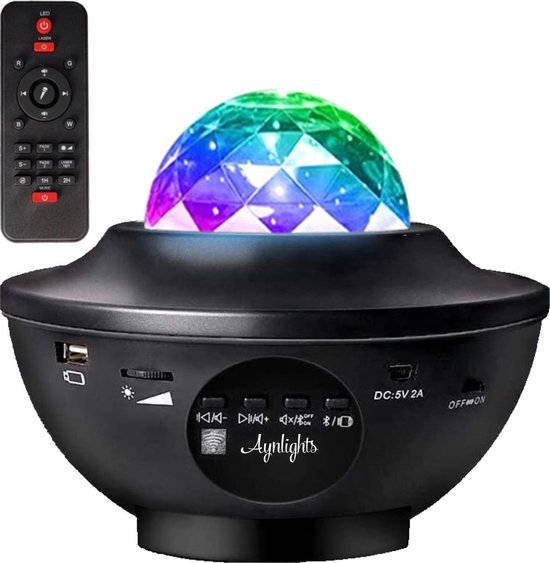 Aynlights® - 2024 - Originele Sterren Projector - Galaxy projector - Sterrenhemel - Sterrenlamp - Bluetooth met Muziek - 2 Jaar Garantie - Led en Laser Lamp - Nachtlamp