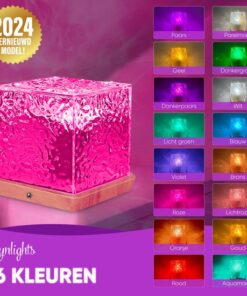 Aynlights® - 2024 - Wave Cube Projector - Noorderlicht Projector - Cube Lamp - Draadloos Model - Crystal Lamp - Luxe- Wave Lamp - Wave Cube - Water Ripple Light - Ocean Projector - Kristal - Aurora - Sterren Projector - sterrenhemel