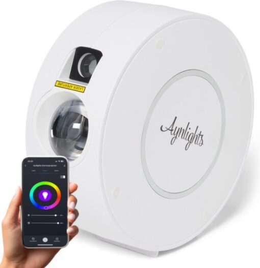 Aynlights® Slimme Sterren projector [Orgineel]- Wit - Met Bluetooth - inclusief ADAPTER - Galaxy lamp - 2 Jaar Garantie - Bediening via App, apparaat, Alexa en Google Home - Sterrenhemel - Star projector - Ruimtehemel - cadeau tip