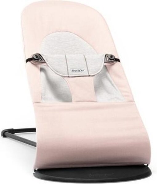 BabyBjörn Wipstoel Balance Soft - Cotton-Jersey - Lichtroze-Grijs - Ergonomisch - Verstelbaar - Inklapbaar