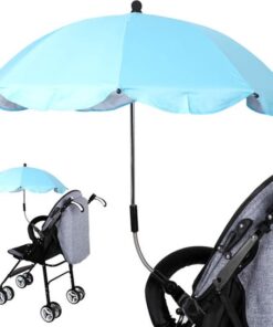 BabySun Parasol voor kinderwagen, parasol voor pasgeborenen, universele zonwering voor pasgeborenen, opvouwbaar, met eenvoudige montage, lichtblauw