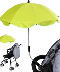 BabySun Parasol voor kinderwagen, parasol voor pasgeborenen, universele zonwering voor pasgeborenen, opvouwbaar, met houder voor eenvoudige montage, groen