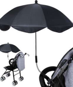 BabySun Parasol voor kinderwagen, parasol voor pasgeborenen, universele zonwering voor pasgeborenen, opvouwbaar, met houder voor eenvoudige montage, zwart