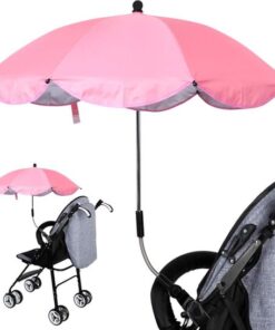 BabySun Parasol voor kinderwagen, parasol voor pasgeborenen, universele zonwering voor pasgeborenen, opvouwbaar, met houder voor eenvoudige montage, roze