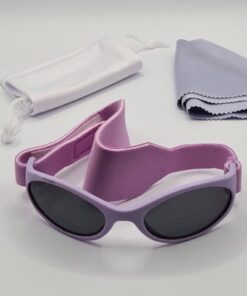 Babyzonnebril met etui en doekje / maat 2-18 maanden / antislip baby bril K 111 kat 3 Lichtpaars paars kleur UV 400 / Lichtpaars + bijpassende kleur single belight / kraamcadeau meisje / baby glasses / lunettes de soleil bébé / Aland optiek