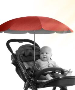 Bastix - Parasol kinderwagen UV-bescherming 50+ / 70 cm diameter met overhang - zonwering kinderwagen - zonwering buggy met flexibele universele houder model ROME