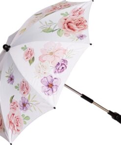 Bellasol - Parasol kinderwagen/buggy universeel - Speciale UV-werende coating - Flower white - 1 jaar garantie