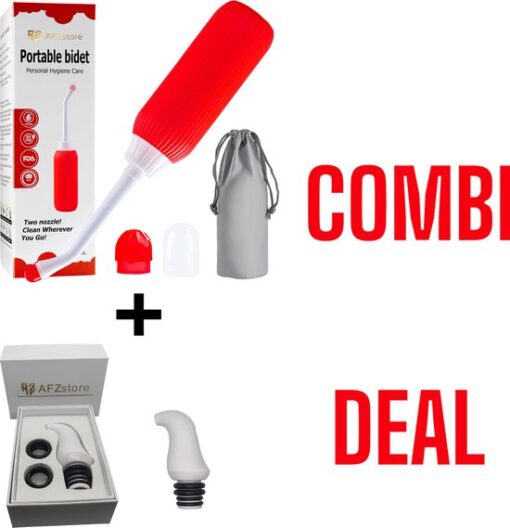 Bidet- Peri Bottle - Handdouche - Bidet Handdouche - Bidet Wc - bidet sproeier - postpartum - mobiele bidet - combi deal 2 - 2 Draagbare Bidets- rood– type 1- Mini Draagbaar Bidet wit type 1 -AFZstore® - moederdag - moederdag cadeautje