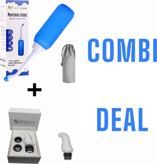 Bidet- Peri Bottle - Handdouche - Bidet Handdouche - Bidet Wc - bidet sproeier - postpartum - mobiele bidet - combi deal 1 - 1 Draagbare Bidets- blauw – type 1- Mini Draagbaar Bidet wit type 1 - valentijn - AFZstore®