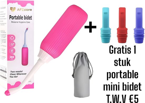 Bidet - Peri Bottle - Handdouche - Bidet Handdouche - GRATIS MINI BIDET T.W.V €10 - Wc - bidet sproeier - postpartum - mobiele bidet - roos– type 1 - GRATIS mini portablee bidet T.W.V € 5 - valentijn - AFZstore®