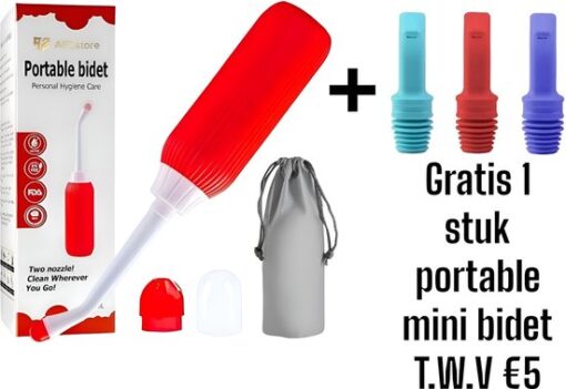 Bidet- Peri Bottle - Handdouche - Bidet Handdouche - GRATIS MINI BIDET T.W.V €10 - Bidet Wc - bidet sproeier - postpartum - mobiele bidet -rood– type 1 - AFZstore®