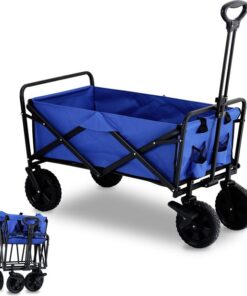 Bolderkar - Bolderwagen - Opvouwbaar - transportkar Kinderenvervoer Bolderkarren Tuinkar Kinderwagen met Duwstang Opvouwbare Draag Kar Bolder Wagen Strandkar Blauw