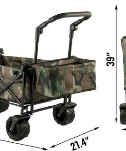 Bolderkar Opvouwbaar - Bolderkarren - Bolderwagen - Bolderkar Kinderenvervoer - Camping Vouwwagenkar - Tuinkar - Bolderkar Opvouwbaar Met Massieve banden - Strandkar - Gepoedercoat staal - Camouflage - 98,5x54,3x98,5 cm