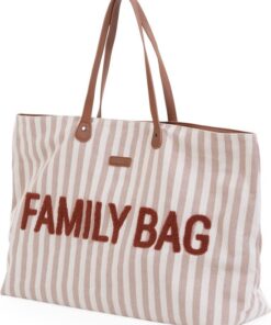 Childhome Family Bag - Luiertas - Stripes Collection - Nude/Wit