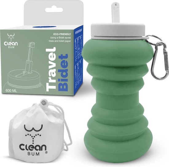 Clean Bum Opvouwbare Travel Bidet - Mobiele Bidet - Peri Bottle - Vaginale Douche - 600 ml - Groen