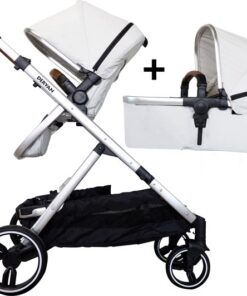 Deryan Evy Kinderwagen - Duo Kinderwagen - Uitbreidbaar - Inclusief reiswieg - Creme