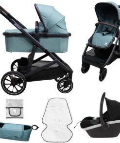 Deryan Evy V2 Kinderwagen 3in1 - Duo Kinderwagen - Inclusief reiswieg, zitje en autostoel - Groen