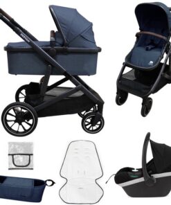 Deryan Evy V2 Kinderwagen 3in1 - Duo Kinderwagen - Inclusief reiswieg, zitje en autostoel - Navy