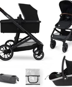 Deryan Evy V2 Kinderwagen 3in1 - Duo Kinderwagen - Inclusief reiswieg, zitje en autostoel - Zwart