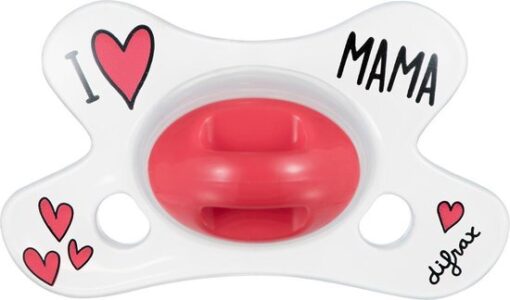 Difrax - Natural Speen - 0 tot 6 Maanden - <3 I Love Mama - Rood/Wit - 1 stuk