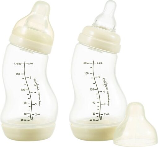 Difrax Babyfles 170 ml Natural - S-fles - Anti-Colic - Crème wit - 2 stuks